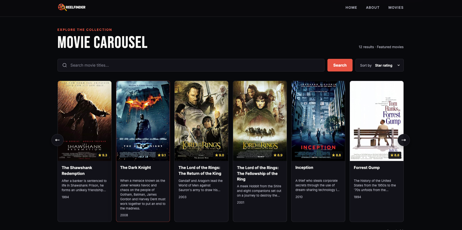 ReelFinder movie database project